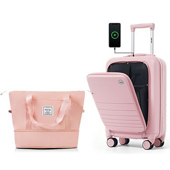 Merax 20" Front Opening Carry-On Luggage with USB Port & Cup Holder