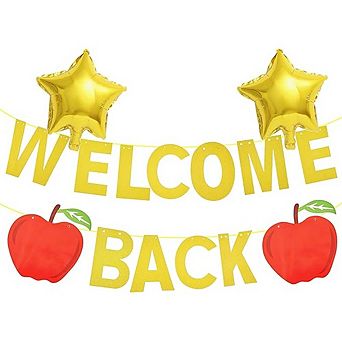 Back to School Banner, Gold Star Balloon Classroom Decor Kit