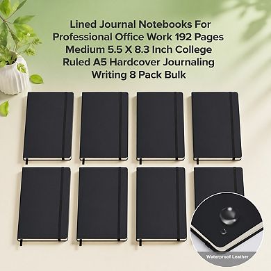 5.5x8.3 Inch College Ruled Hardcover Lined Journal Bulk 8 Pack