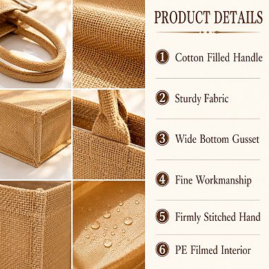 10 Pack Blank Burlap Tote Bags Reusable Sturdy Handles For Beach Wedding Shopping