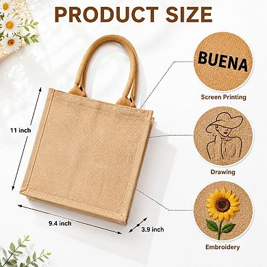 10 Pack Blank Burlap Tote Bags Reusable Sturdy Handles For Beach Wedding Shopping