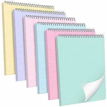 6 Pastel Top Bound Spiral Notebooks College Ruled Aesthetic Office School Supplies