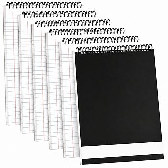 6 Pack Top Spiral Bound College Ruled Notebooks Stiff Cover Double Sided
