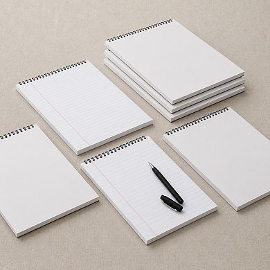 6 Pack Top Spiral Bound College Ruled Notebooks Stiff Cover Double Sided