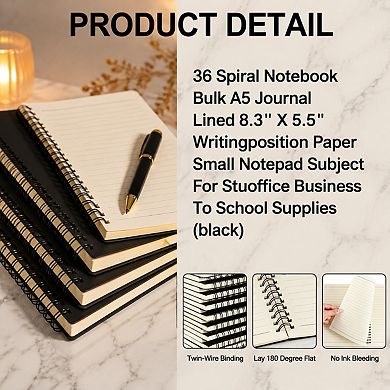 36 Pack Spiral Notebooks Bulk A5 Lined Paper Journal For School Office Home