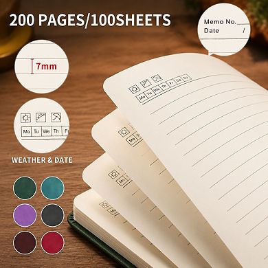 6 Pack A5 Lined Leather Journal Notebook 200 Pages Thick Paper Hardcover Writing Journal
