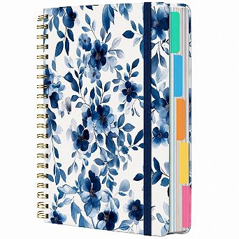 Hardcover 5 Subject Spiral Notebook College Ruled With Removable Dividers Tabs