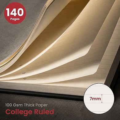 6 Pack Hardcover Lined Spiral Notebooks 140 Pages College Ruled Journal Set