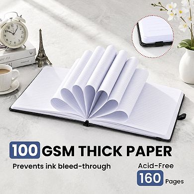 Faux Leather Hardcover Lined Journal Notebook 100gsm Paper Lay Flat Pen Loop Closure