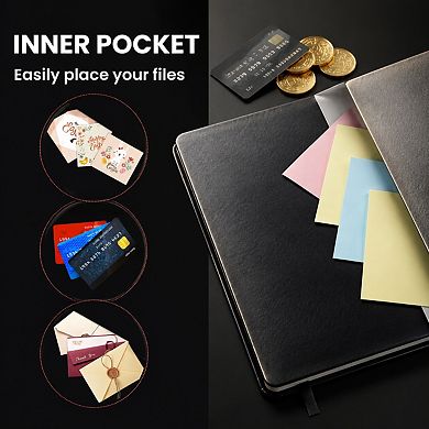 Faux Leather Hardcover Lined Journal Notebook 100gsm Paper Lay Flat Pen Loop Closure