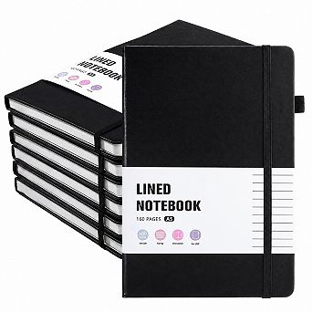 6 Pack Hardcover Lined Journals Ruled Notebook Bulk For Work School Office