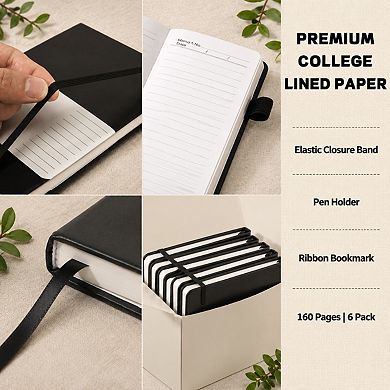 6 Pack Hardcover Lined Journals Ruled Notebook Bulk For Work School Office