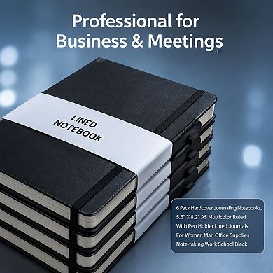 6 Pack Hardcover Lined Journals Ruled Notebook Bulk For Work School Office