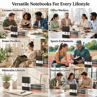 6 Pack Hardcover Lined Journals Ruled Notebook Bulk For Work School Office