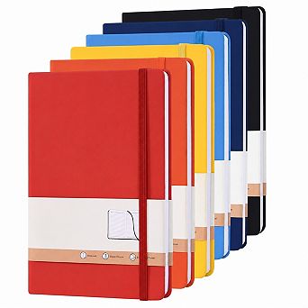 A5 PU Leather Lined Hardcover Journal Notebook Layflat Closure Band Bookmark 200 Pages