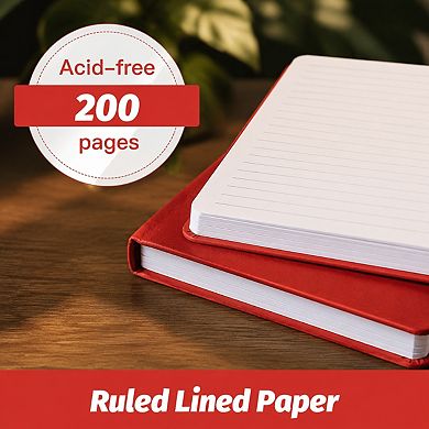 A5 PU Leather Lined Hardcover Journal Notebook Layflat Closure Band Bookmark 200 Pages