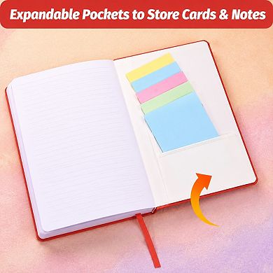 A5 PU Leather Lined Hardcover Journal Notebook Layflat Closure Band Bookmark 200 Pages