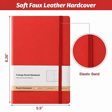 A5 PU Leather Lined Hardcover Journal Notebook Layflat Closure Band Bookmark 200 Pages