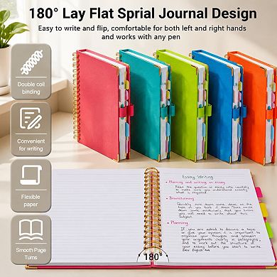 Leather Hardcover Spiral Notebook College Ruled 300 Pages Magnetic Closure Journal