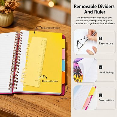 Leather Hardcover Spiral Notebook College Ruled 300 Pages Magnetic Closure Journal