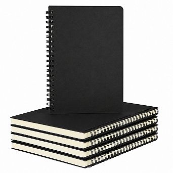 A5 Spiral Notebook 6 Pack Hardcover Lined College Ruled Journal Travel Writing Memo Pad