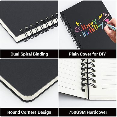 A5 Spiral Notebook 6 Pack Hardcover Lined College Ruled Journal Travel Writing Memo Pad