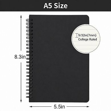 A5 Spiral Notebook 6 Pack Hardcover Lined College Ruled Journal Travel Writing Memo Pad
