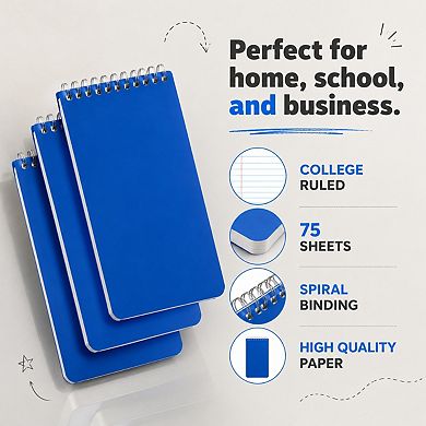 3x5 Pocket Spiral Notepads Bulk 25 Pack Lined Memo Pads For School Office