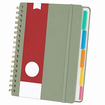Hardcover Spiral Notebook 5 Subject Removable Dividers College Ruled 280 Pages