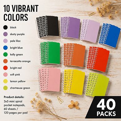 Small Spiral Pocket Notebooks Bulk 40 Packs Lined Memo Pads Assorted Colors
