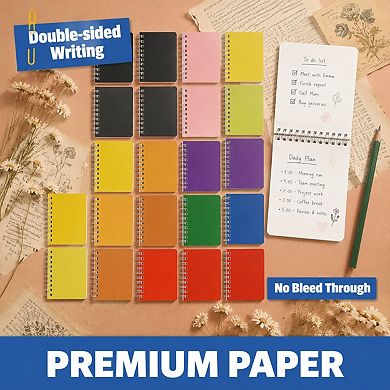 Small Spiral Pocket Notebooks Bulk 40 Packs Lined Memo Pads Assorted Colors