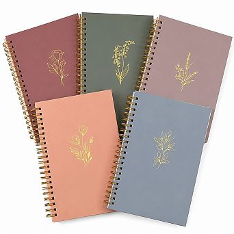 5 Pack A5 Spiral Notebooks Wide Ruled 160 Pages Soft Color School Office Supplies