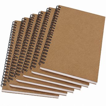 Spiral Blank Notebook Hard Cover Thick No Bleed Paper 5 Pack