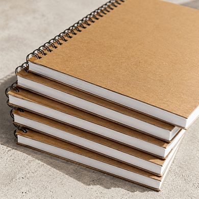 Spiral Blank Notebook Hard Cover Thick No Bleed Paper 5 Pack