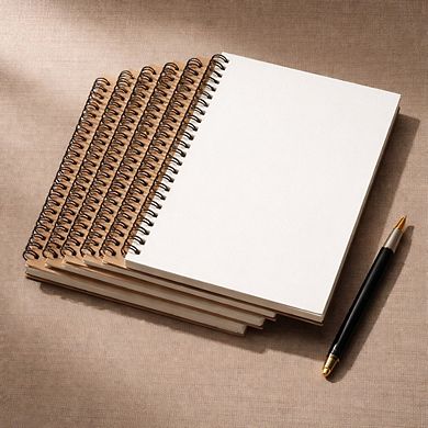 Spiral Blank Notebook Hard Cover Thick No Bleed Paper 5 Pack