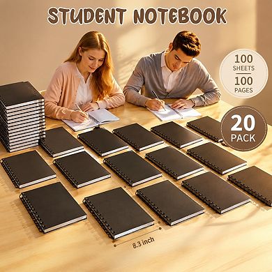 20 Pack A5 Spiral Notebooks Bulk College Ruled Hardcover Lined Writing Journals