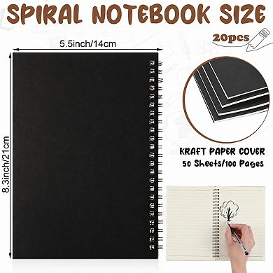20 Pack A5 Spiral Notebooks Bulk College Ruled Hardcover Lined Writing Journals
