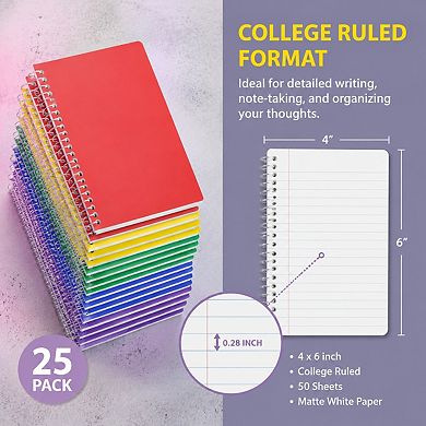 College Ruled Small Notepads 4x6 50 Sheets Per Pad 25 Pack