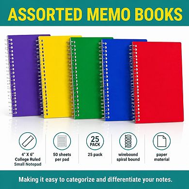 College Ruled Small Notepads 4x6 50 Sheets Per Pad 25 Pack