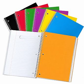 6 Pack 3 Subject Spiral Notebooks Wide Ruled No Bleed Thick Paper for School Office