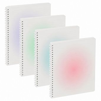 4 Pack Gradient Spiral Notebooks A4 Wide Ruled Waterproof PP Cover 140 Pages 100gsm