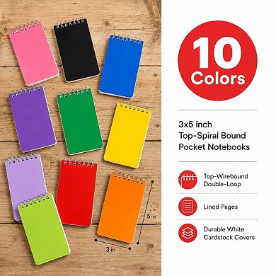 60 Pack 3x5 Inch Lined Pocket Notebooks 10 Vibrant Colors College Ruled Note Pads