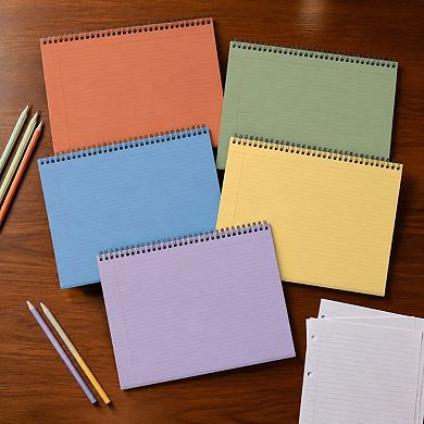 6 Pack Rainbow Landscape Spiral Notebooks College Ruled 80gsm 40 Sheets