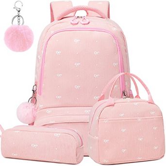 Unicorn Girls 3 in 1 School Bookbag Set Soft Corduroy Large Capacity
