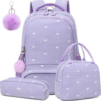 Unicorn Girls 3 in 1 School Bookbag Set Soft Corduroy Large Capacity