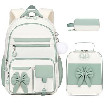 3 pc School Backpack Set With Lunch Bag Pencil Case Cute Teens Bookbag