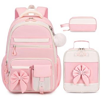 3 pc School Backpack Set With Lunch Bag Pencil Case Cute Teens Bookbag
