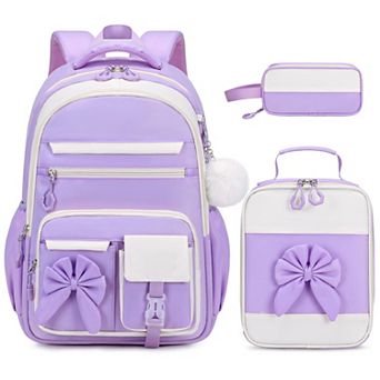 3 pc School Backpack Set With Lunch Bag Pencil Case Cute Teens Bookbag