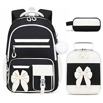 3 pc School Backpack Set With Lunch Bag Pencil Case Cute Teens Bookbag