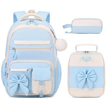 3 pc School Backpack Set With Lunch Bag Pencil Case Cute Teens Bookbag